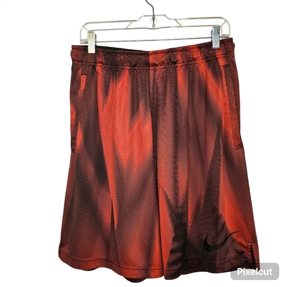 👍NWOT Nike black and orange fire dri-fit basketball shorts men size L US - Picture 1 of 6